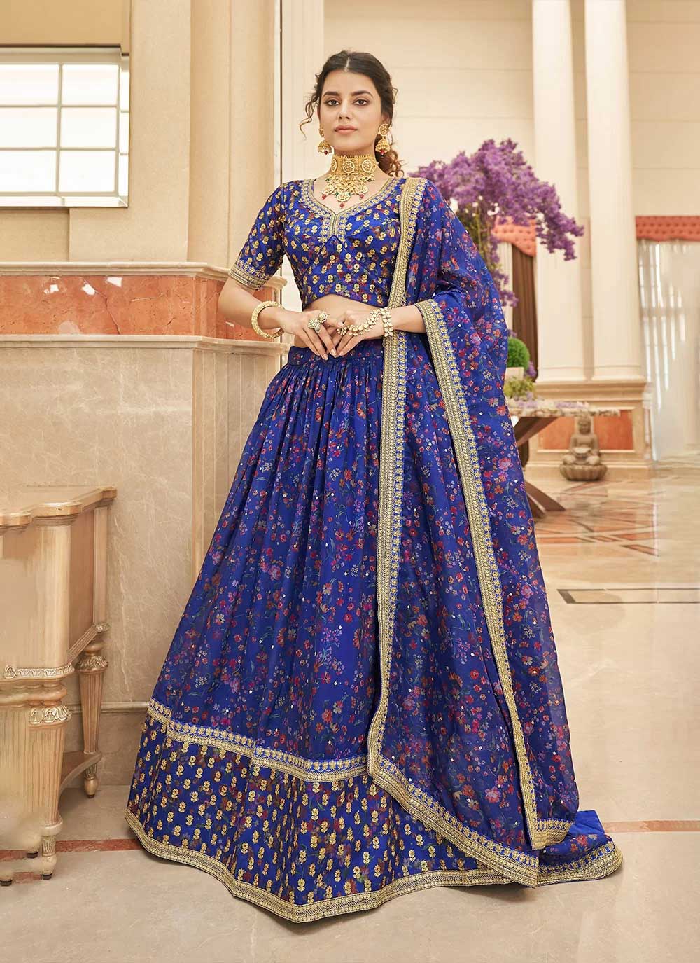  Bold Royal Blue Lehenga