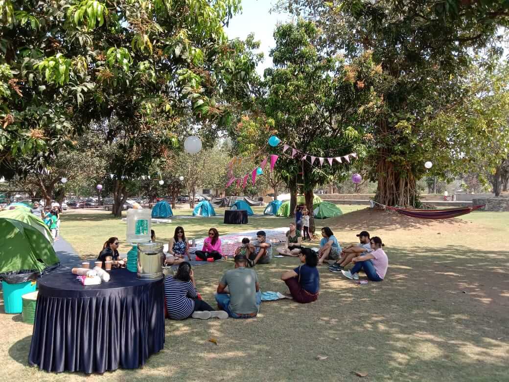 Corporate team-building games on the lawn